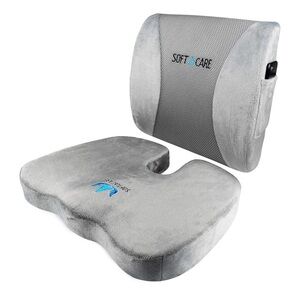 Seat Cushion Coccyx Orthopedic Memory Foam Lumbar Support Pillow 2 piece set